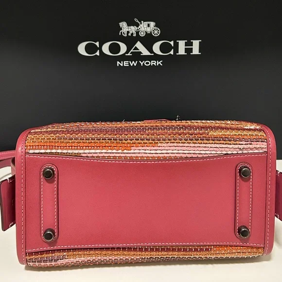COACH Rogue 25 Upwoven Leather and Smooth Glovetanned Leather in Rouge/Multi - Picture 7 of 17